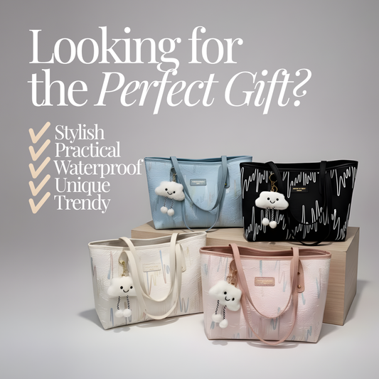 Nylon Handbag Fashionable Zipper Closure Shoulder Bag Waterproof Features Handheld Stripe with hanging Kitty - Black