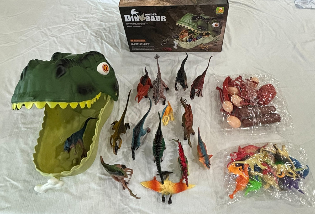 Dinosaur Play Set with Dino-Head Carrying Case